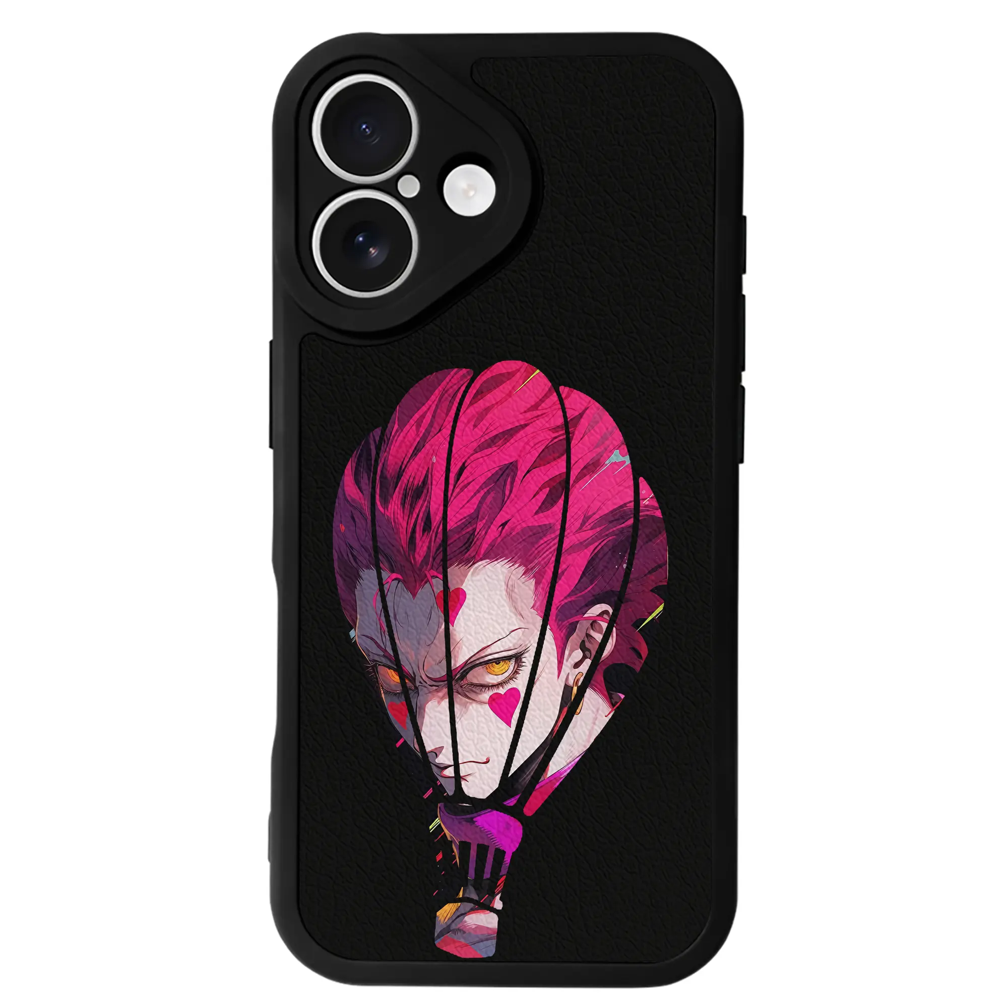 ハンター×ハンター グッズ ヒソカ＝モロウ - IPhone 16シリーズ対応 ・ シリコンスマホケース ・ レザー調 ・ 高精度フィット ・ 耐衝撃 ・ ワイヤレス充電対応 ・ 精密カット